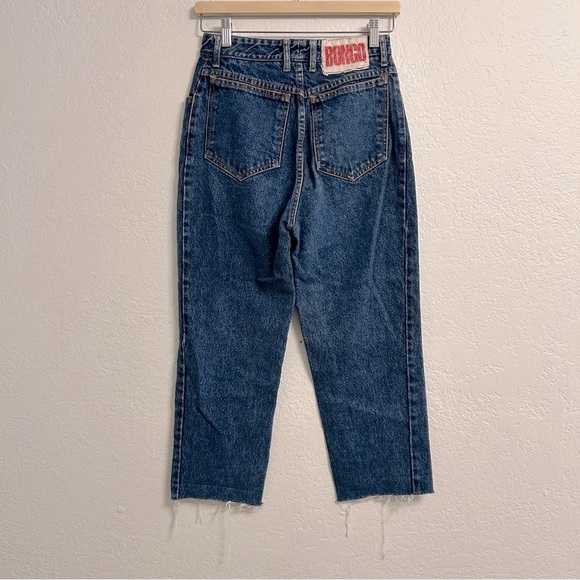 BONGO Jeans USA Made Size 7 High Rise Straight Cropped 100% Cotton Raw Hem - Picture 3 of 6